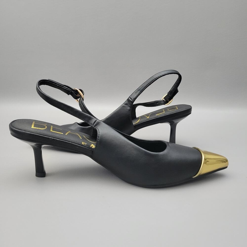Beach by Matisse slingback pumps pointed gold-plated metal Cap Toe Size 9 - Picture 2 of 10
